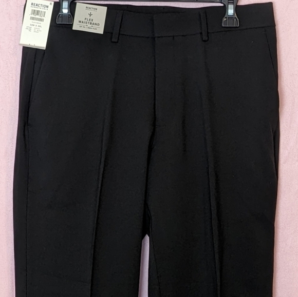 Reaction Kenneth Cole Stretch Slim Fit Black Dress Pants - Picture 2 of 9